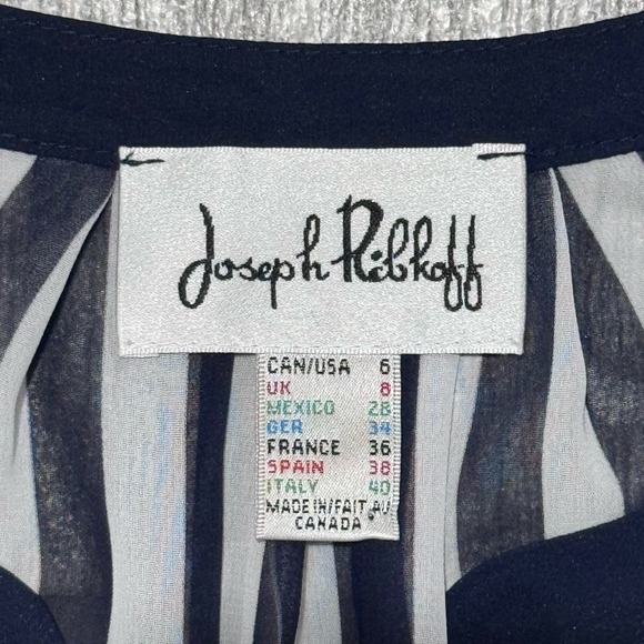 Joseph Ribkoff Women's Navy & White Striped Blouse, Sheer Size 6 - Picture 5 of 10